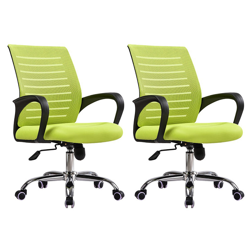 Contemporary Arm Chair Green Fixed Arms Nylon Mid Back Home Office Chair