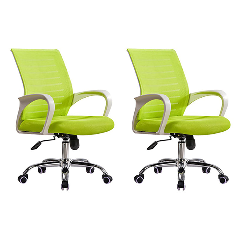 Contemporary Arm Chair Green Fixed Arms Nylon Mid Back Home Office Chair