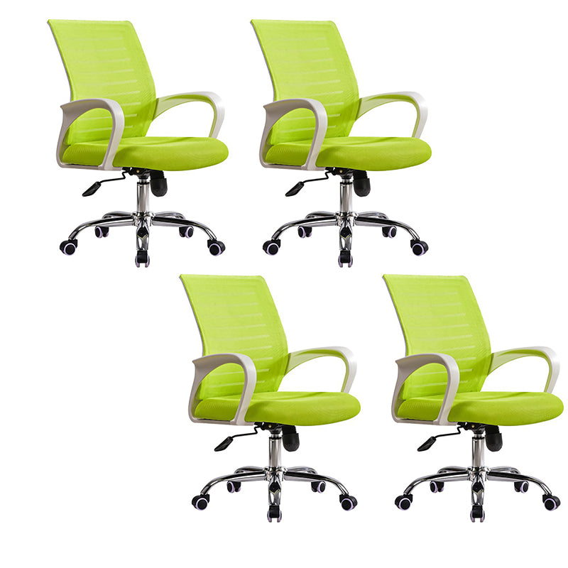 Contemporary Arm Chair Green Fixed Arms Nylon Mid Back Home Office Chair