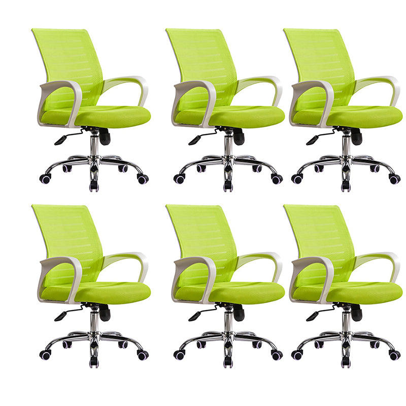 Contemporary Arm Chair Green Fixed Arms Nylon Mid Back Home Office Chair