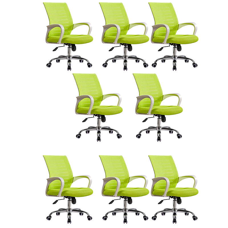 Contemporary Arm Chair Green Fixed Arms Nylon Mid Back Home Office Chair