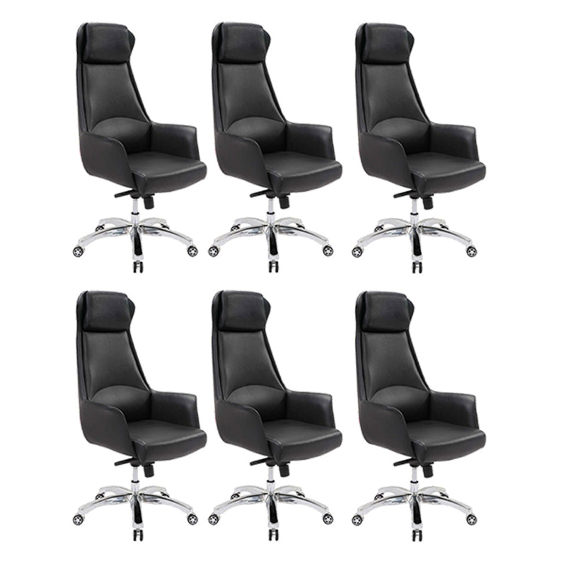 Modern Padded Arms Office Chair Leather Height-adjustable Chair