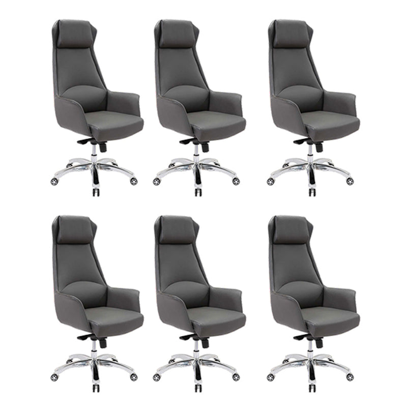 Modern Padded Arms Office Chair Leather Height-adjustable Chair