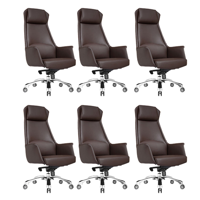 Modern Padded Arms Office Chair Leather Height-adjustable Chair