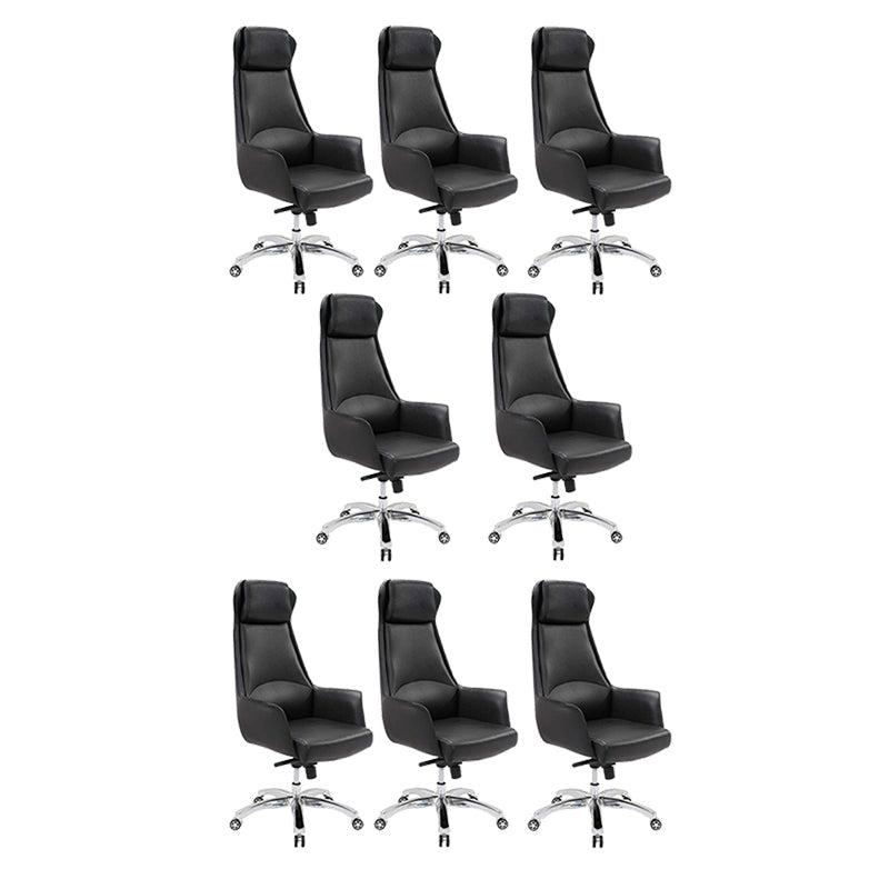 Modern Padded Arms Office Chair Leather Height-adjustable Chair