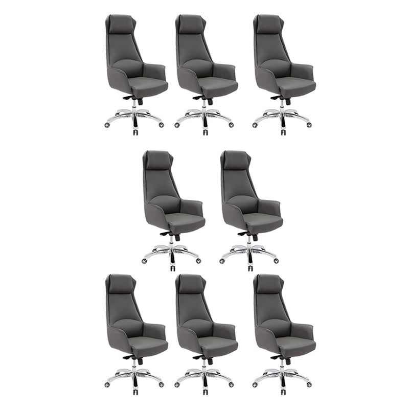 Modern Padded Arms Office Chair Leather Height-adjustable Chair