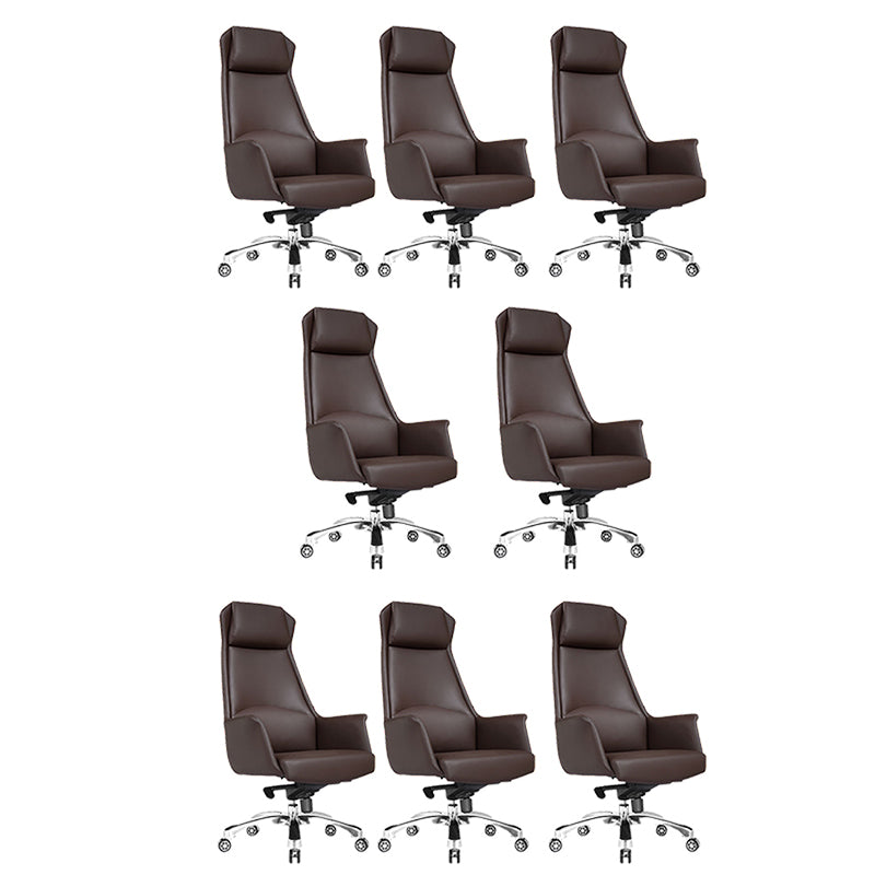 Modern Padded Arms Office Chair Leather Height-adjustable Chair