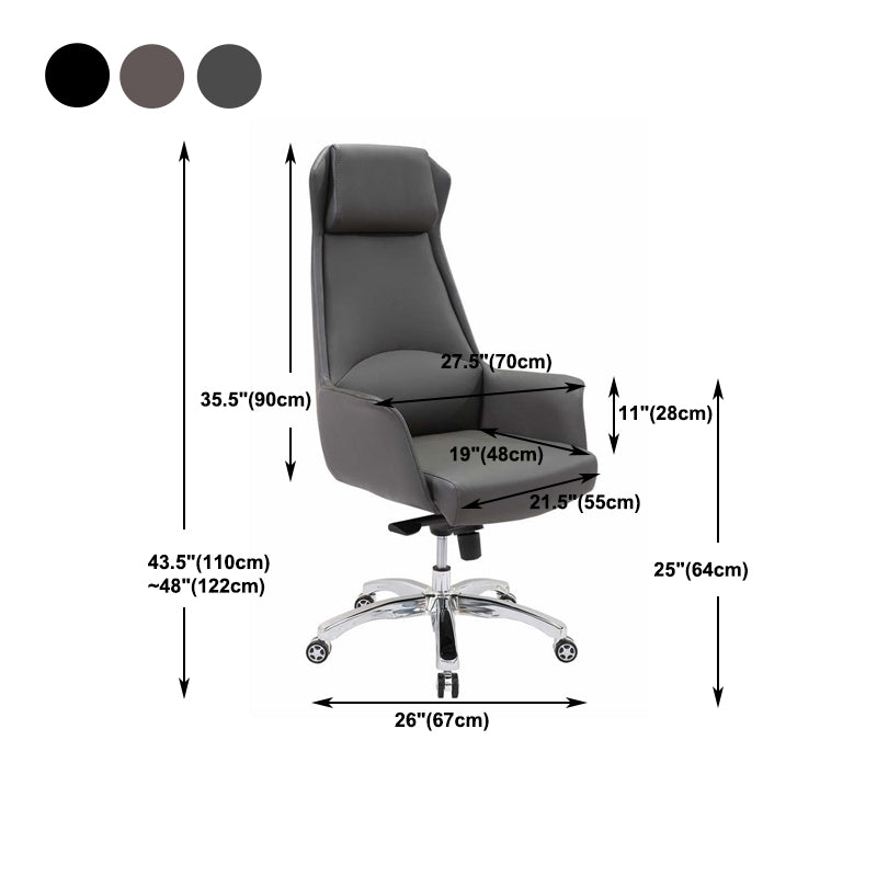 Modern Padded Arms Office Chair Leather Height-adjustable Chair