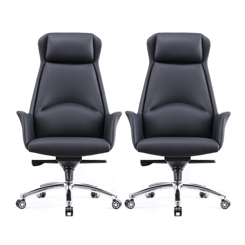 Contemporary Chair Black Leather Adjustable Seat Height Office Chair