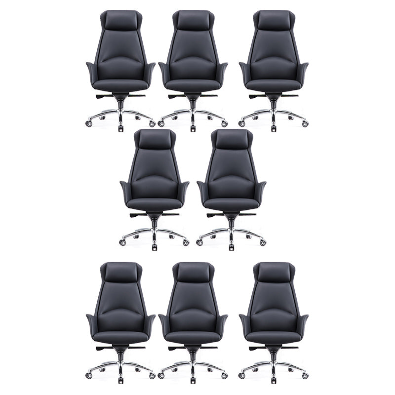 Contemporary Chair Black Leather Adjustable Seat Height Office Chair