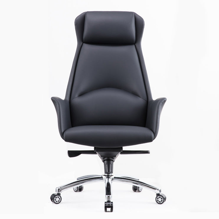 Contemporary Chair Black Leather Adjustable Seat Height Office Chair