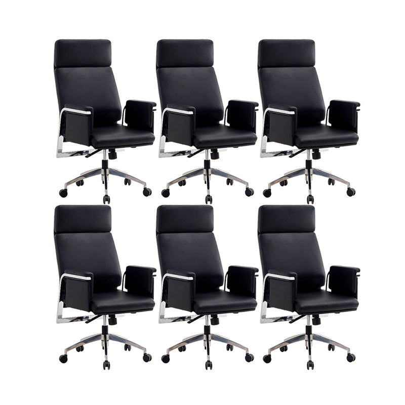 Contemporary Arm Chair Adjustable Seat Height Black Leather Office Chair