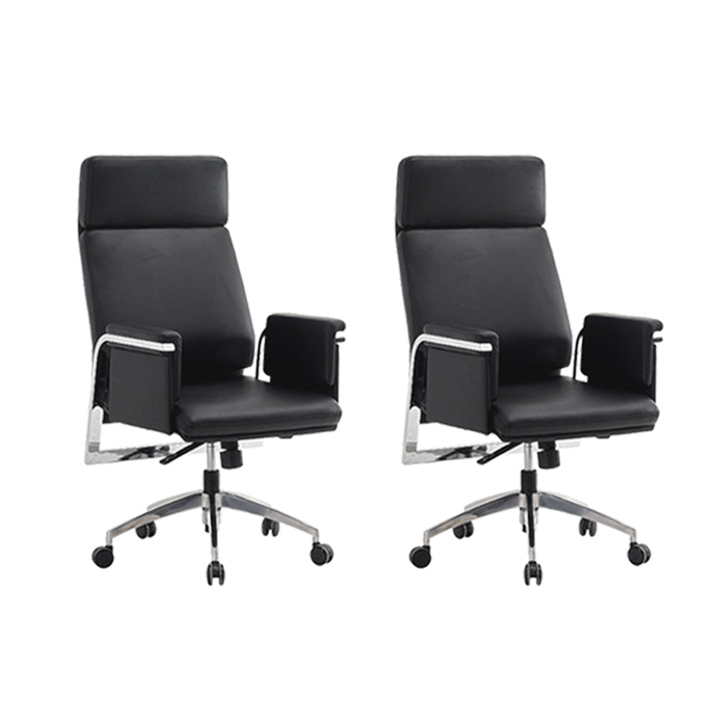 Contemporary Arm Chair Adjustable Seat Height Black Leather Office Chair