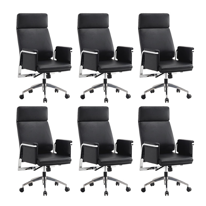 Contemporary Arm Chair Adjustable Seat Height Black Leather Office Chair