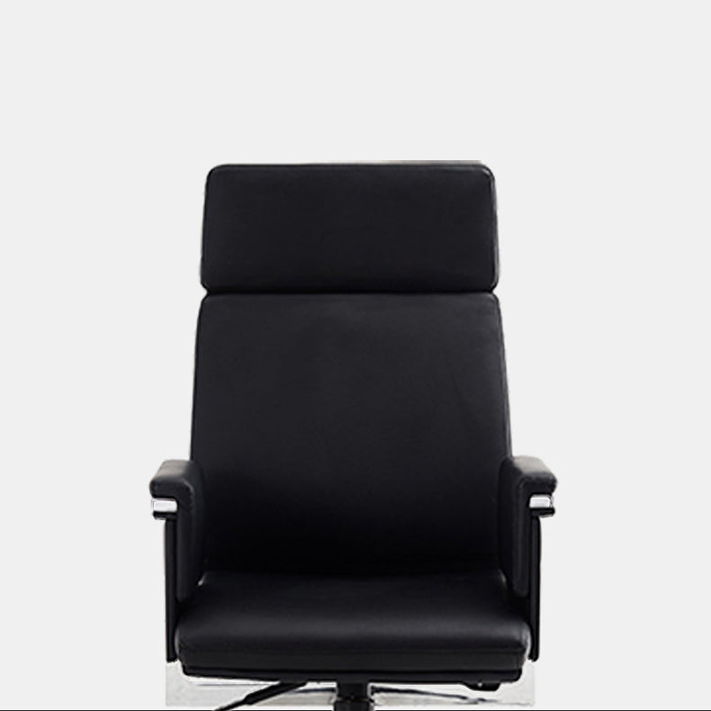 Contemporary Arm Chair Adjustable Seat Height Black Leather Office Chair