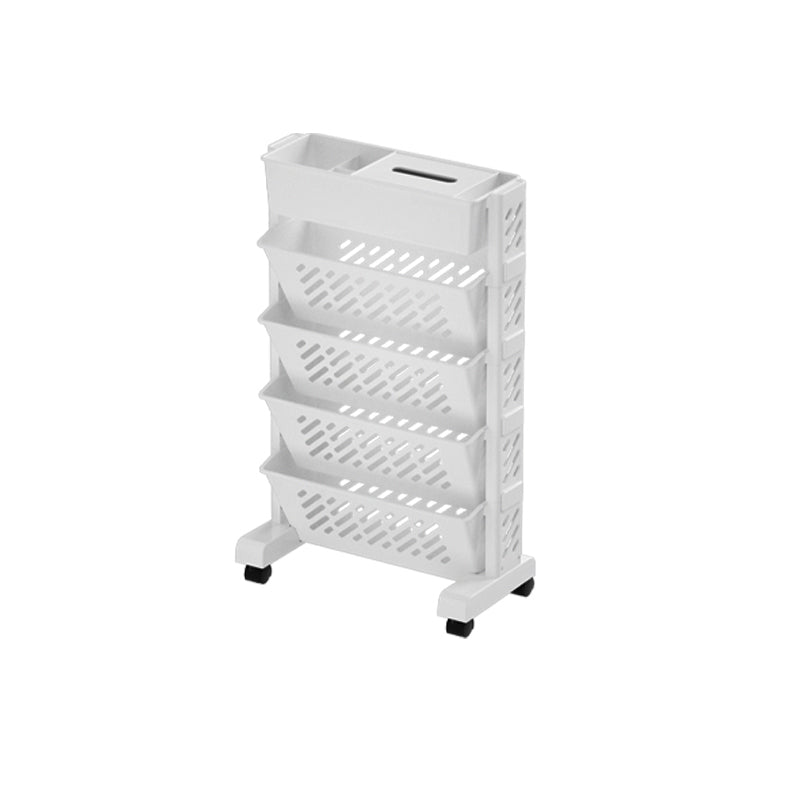 White Plastic/Acrylic Shelf Urban Closed Back Bookcase with Caster