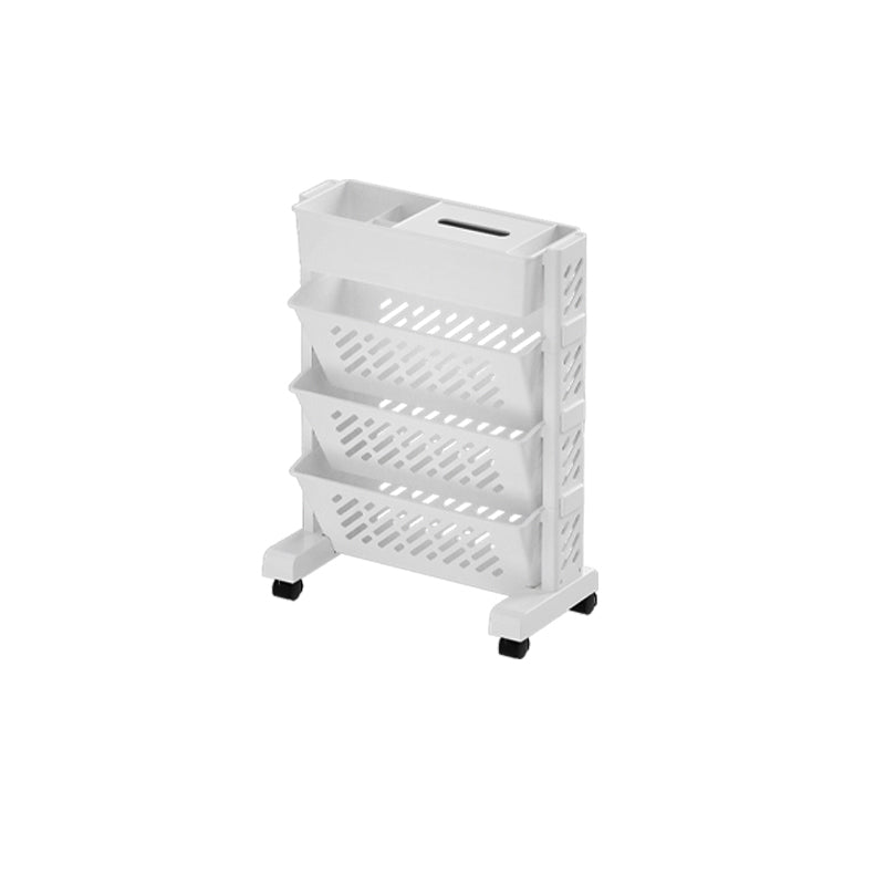 White Plastic/Acrylic Shelf Urban Closed Back Bookcase with Caster