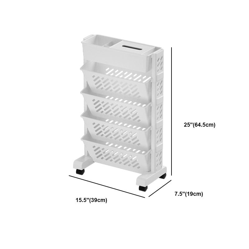 White Plastic/Acrylic Shelf Urban Closed Back Bookcase with Caster