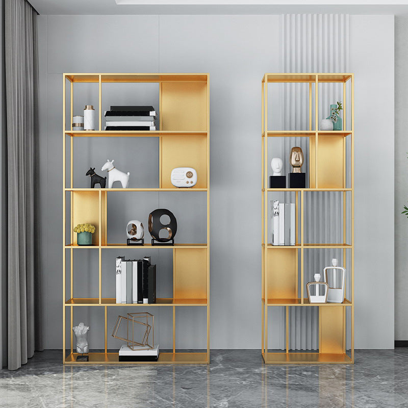 Gold and Black Book Shelf 5 Levels Modern Bookshelf Open Bookcase