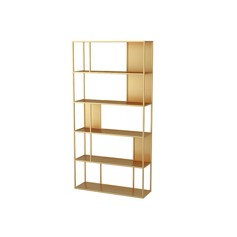 Gold and Black Book Shelf 5 Levels Modern Bookshelf Open Bookcase