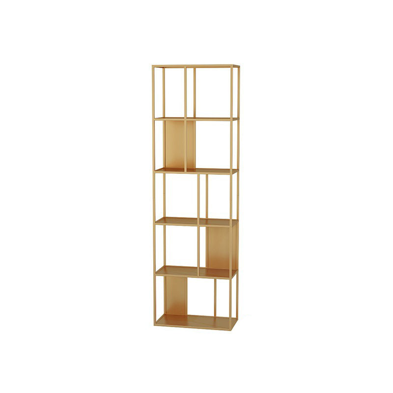 Gold and Black Book Shelf 5 Levels Modern Bookshelf Open Bookcase