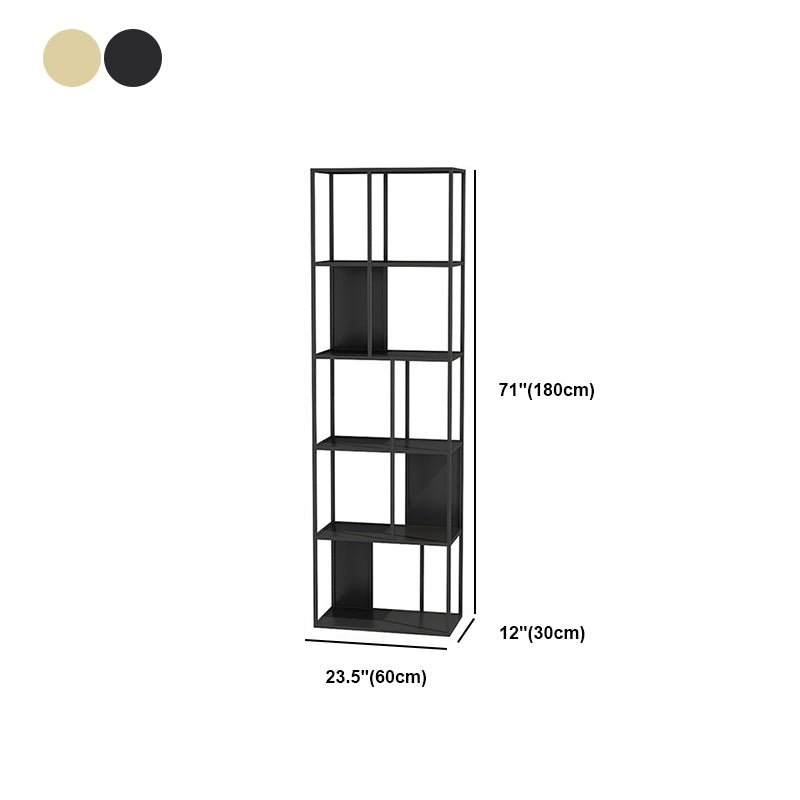 Gold and Black Book Shelf 5 Levels Modern Bookshelf Open Bookcase