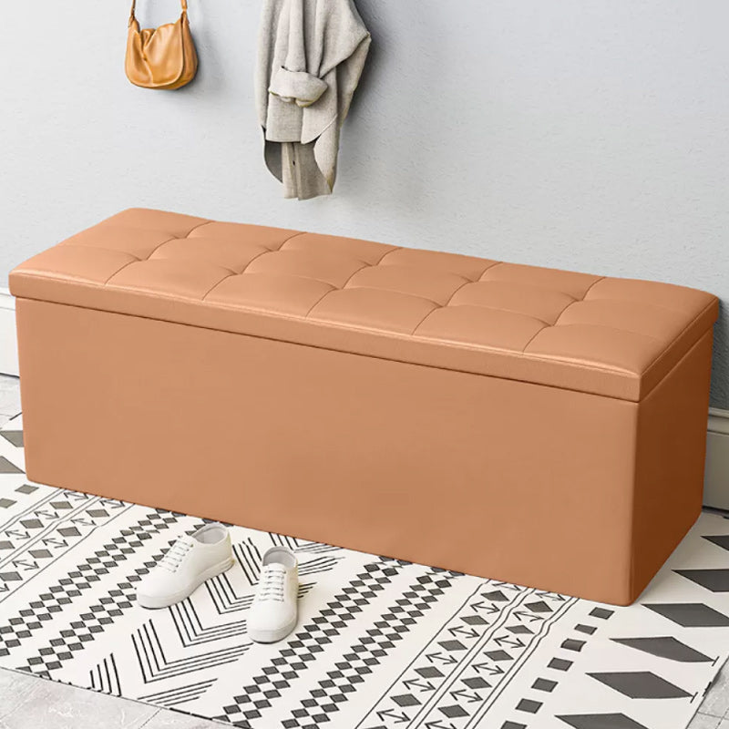 15.7" W 15.7" H Modern Seating Bench Faux Leather Bench with Flip Top