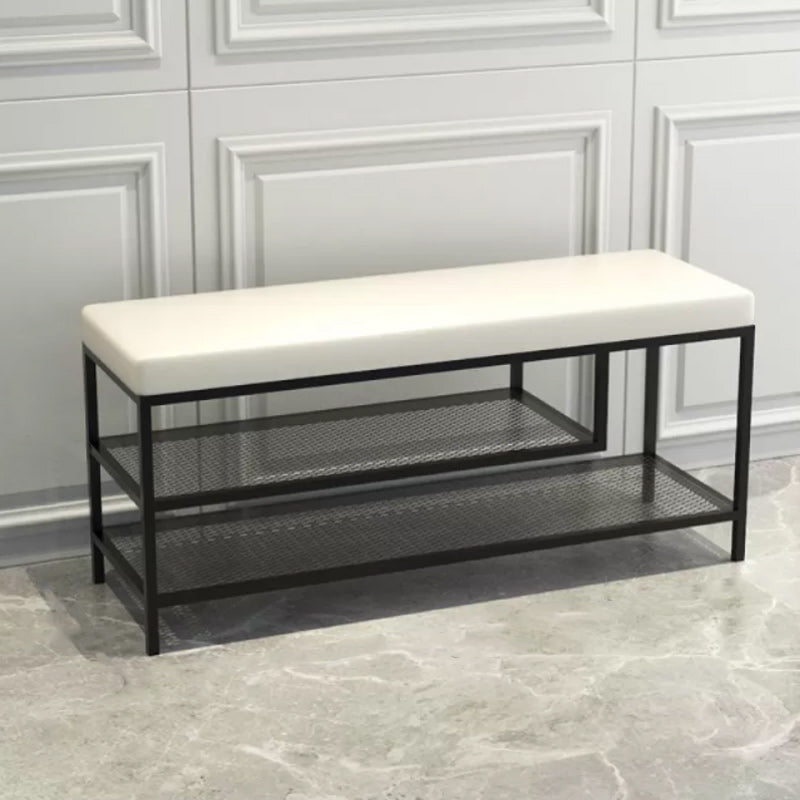 12.6" Wide Upholstered Entryway Bench with Storage Bench with Metal Legs