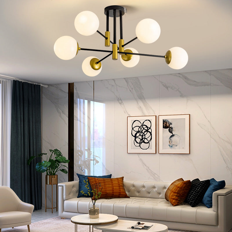 Modern Simple Ceiling Light Ball Shape Ceiling Lamp with Glass Shade for Bedroom