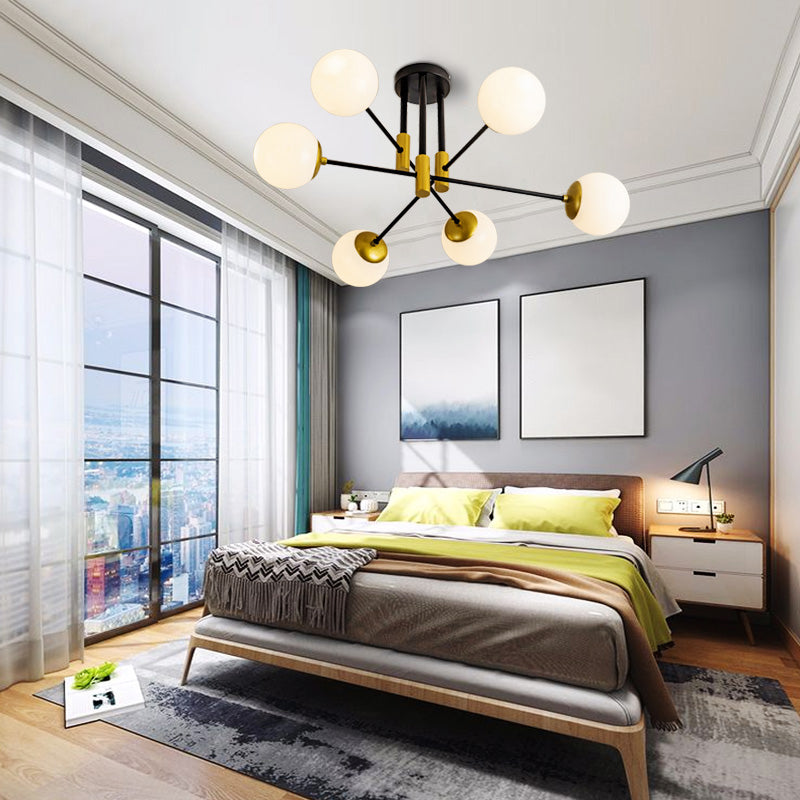 Modern Simple Ceiling Light Ball Shape Ceiling Lamp with Glass Shade for Bedroom