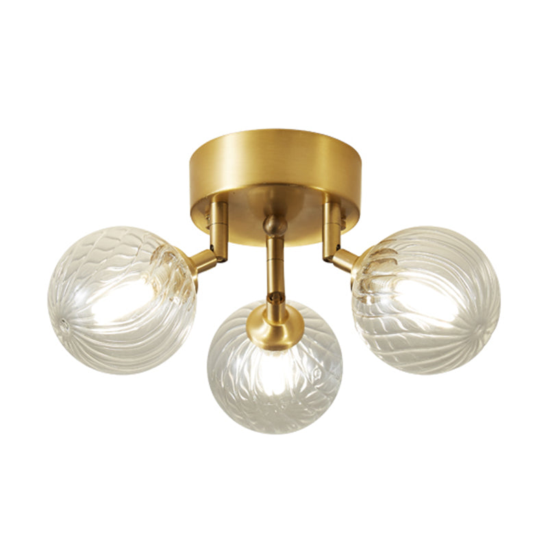 Nordic Style Golden Ceiling Lamp Ball Shape Ceiling Light with Glass Shade for Bedroom