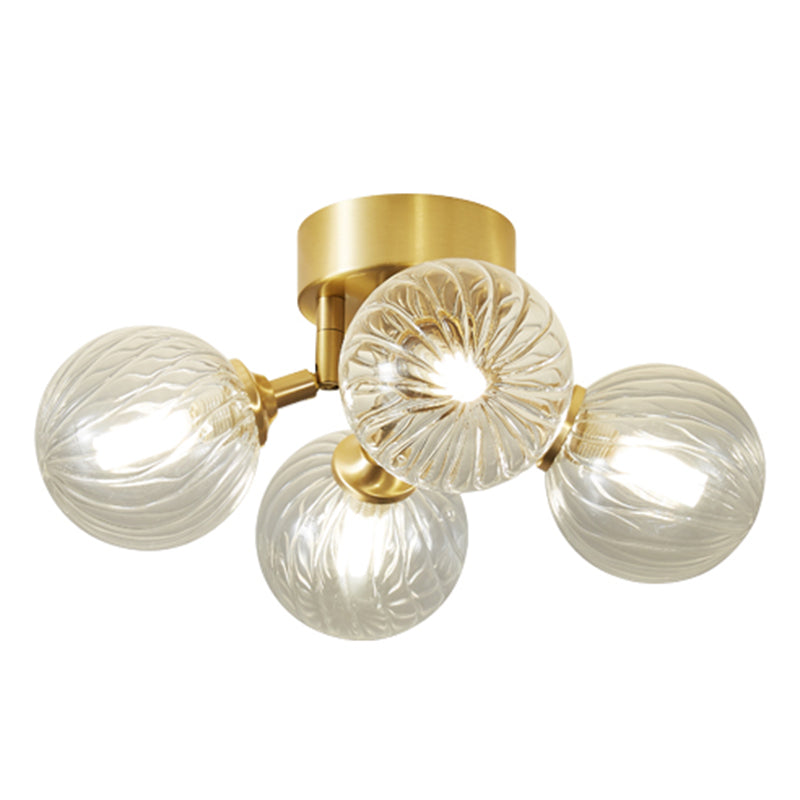 Nordic Style Golden Ceiling Lamp Ball Shape Ceiling Light with Glass Shade for Bedroom