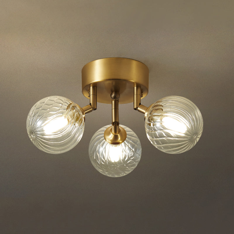 Nordic Style Golden Ceiling Lamp Ball Shape Ceiling Light with Glass Shade for Bedroom