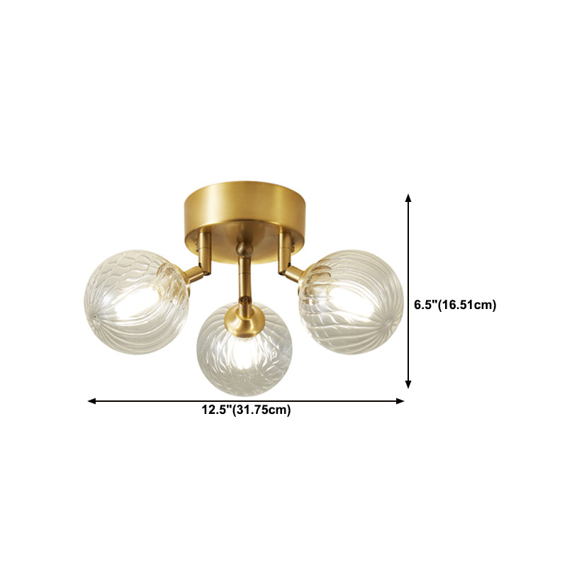 Nordic Style Golden Ceiling Lamp Ball Shape Ceiling Light with Glass Shade for Bedroom