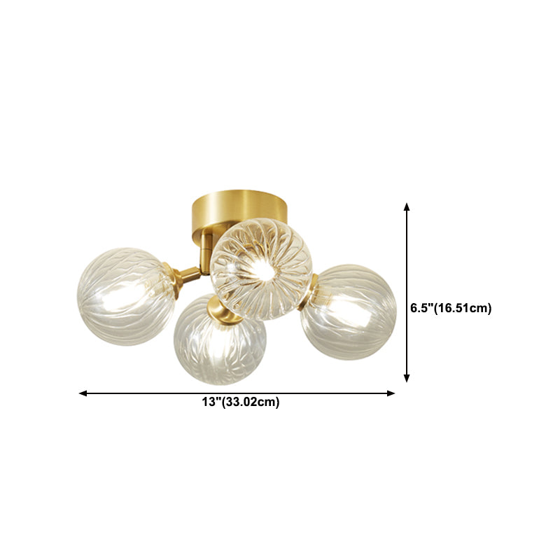 Nordic Style Golden Ceiling Lamp Ball Shape Ceiling Light with Glass Shade for Bedroom