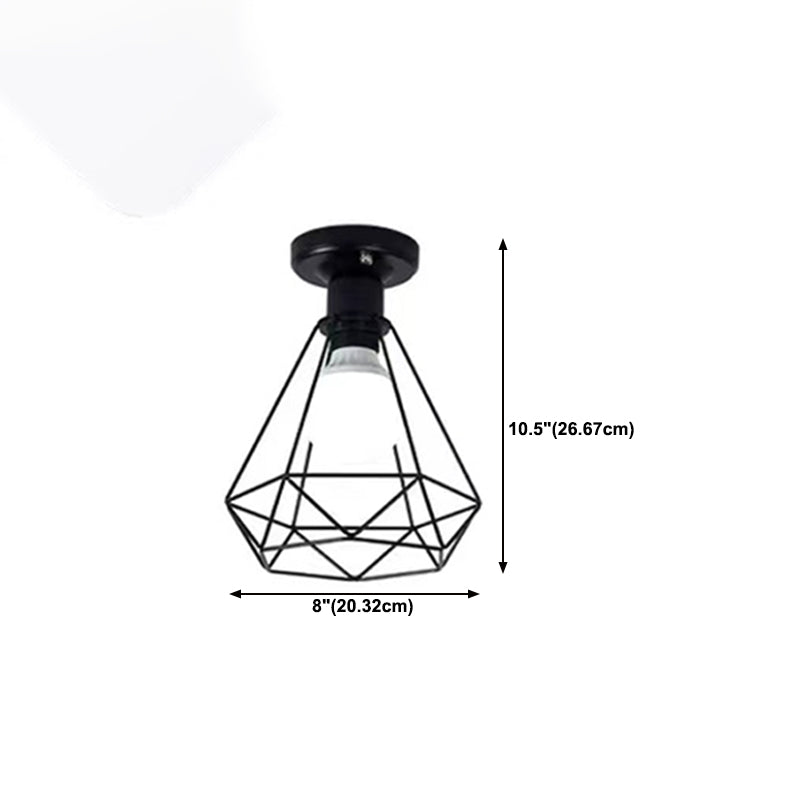 Metal Geometric Shape Flush Mount Lights Modern 1 Light Flush Mount Light Fixture in Black