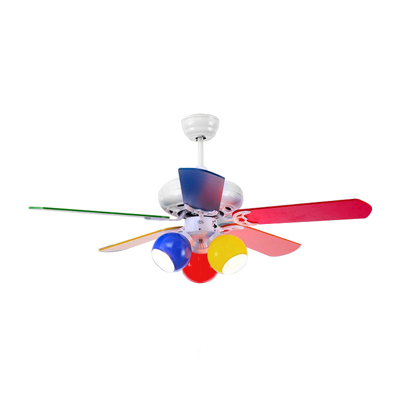 3 - Light Kids Fan Light Multi - Color Metal Ceiling Fan with 5 Blades