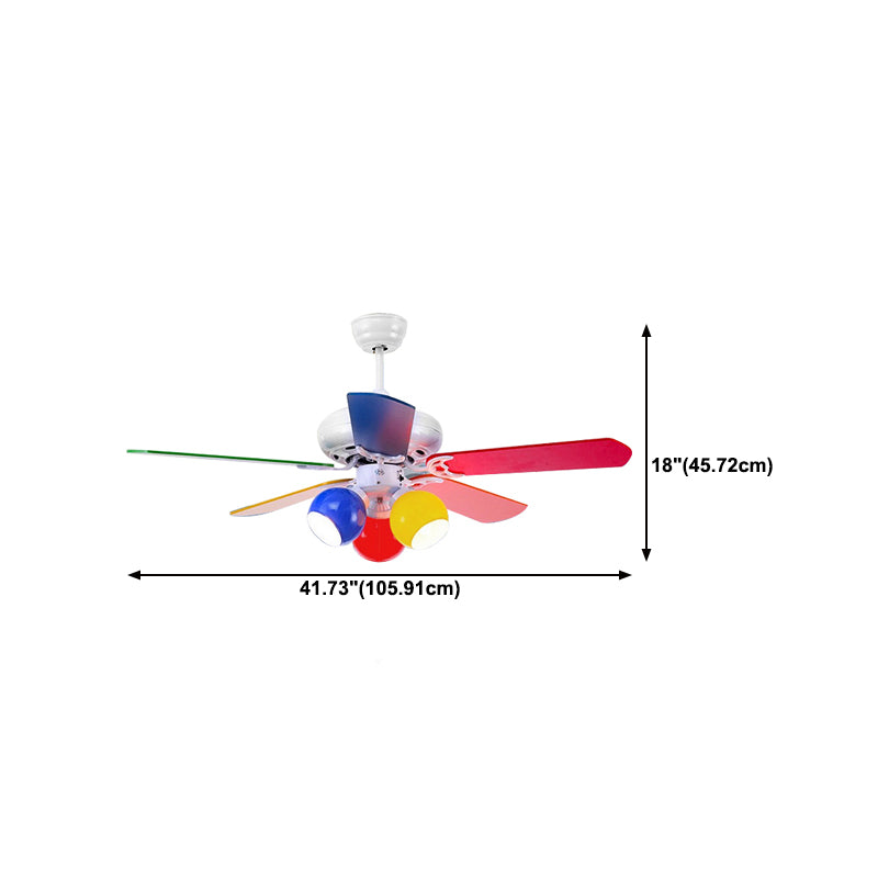 3 - Light Kids Fan Light Multi - Color Metal Ceiling Fan with 5 Blades