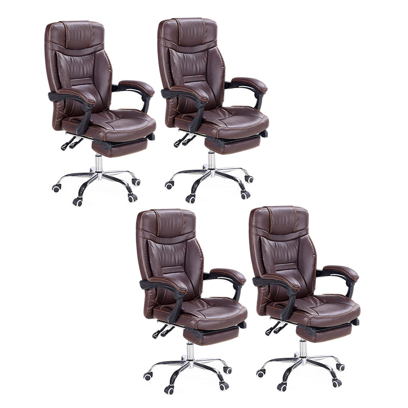 Modern Padded Arms Office Chair Leather Adjustable Seat Height Chair