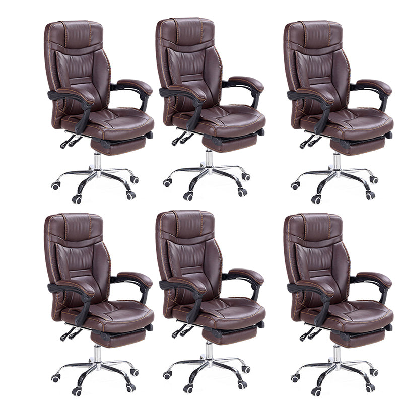 Modern Padded Arms Office Chair Leather Adjustable Seat Height Chair