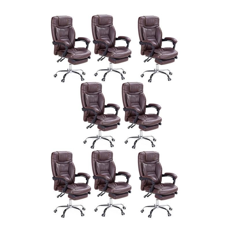 Modern Padded Arms Office Chair Leather Adjustable Seat Height Chair