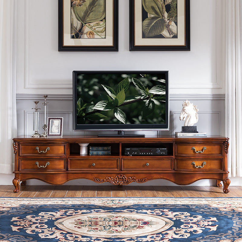 Wooden Stand Console Traditional Style Home TV Stand Console with Drawers