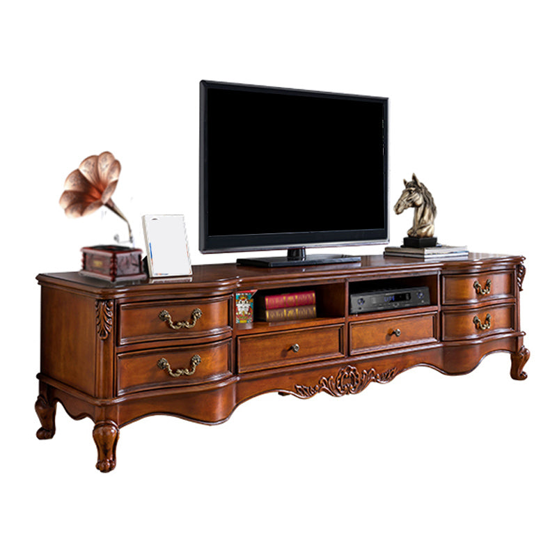 Wooden Stand Console Traditional Style Home TV Stand Console with Drawers