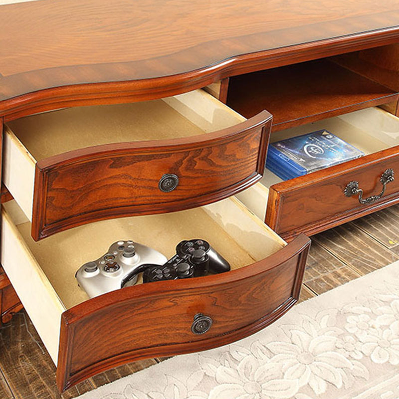 Wooden Stand Console Traditional Style Home TV Stand Console with Drawers