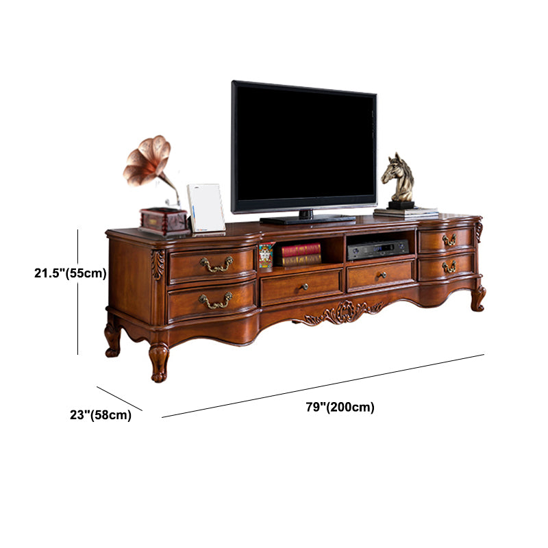 Wooden Stand Console Traditional Style Home TV Stand Console with Drawers