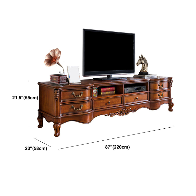 Wooden Stand Console Traditional Style Home TV Stand Console with Drawers