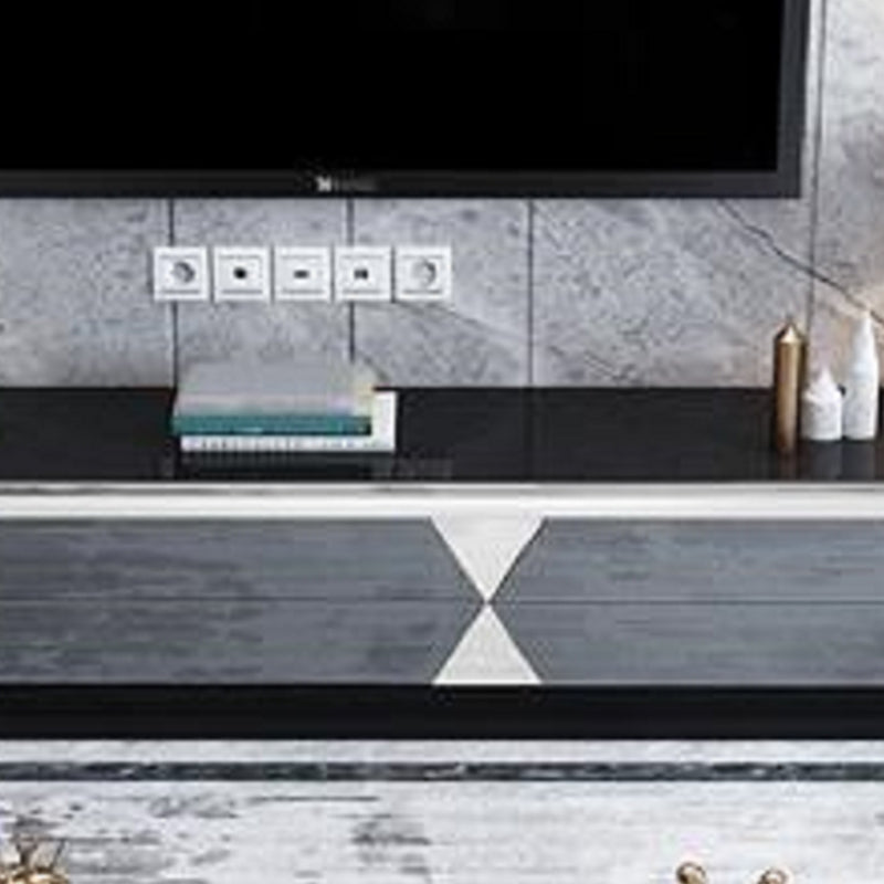 Glass and Wood TV Console Gorgeous Style Home Closed Black TV Stand Console