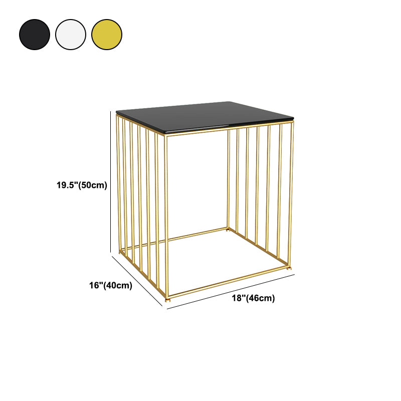 19.69" Tall Glass Top Bedside Cabinet 1-Shelf Accent Table Nightstand