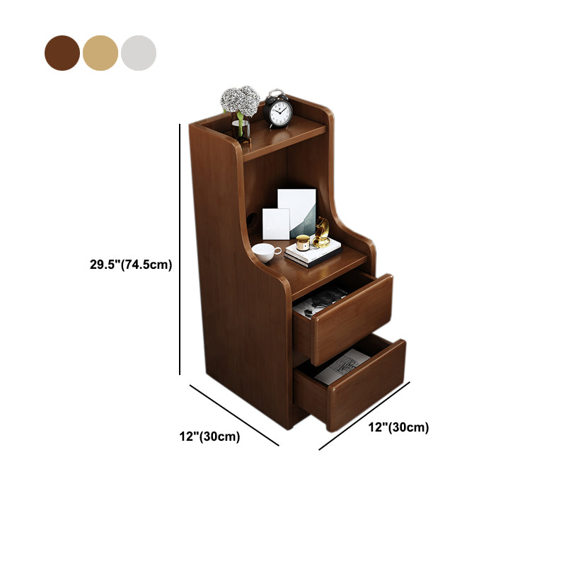 Solid Wood Bed Nightstand Contemporary Night Table with Drawers