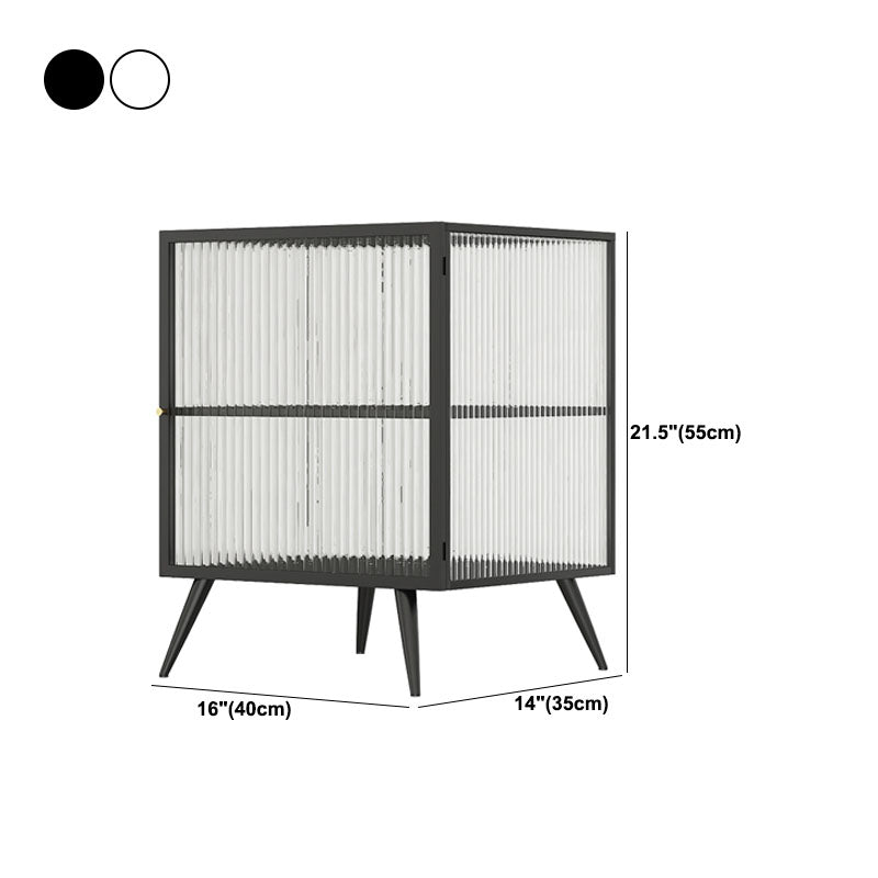 Industrial Lower Shelf Nightstand Metal Bedside Cabinet for Bedroom